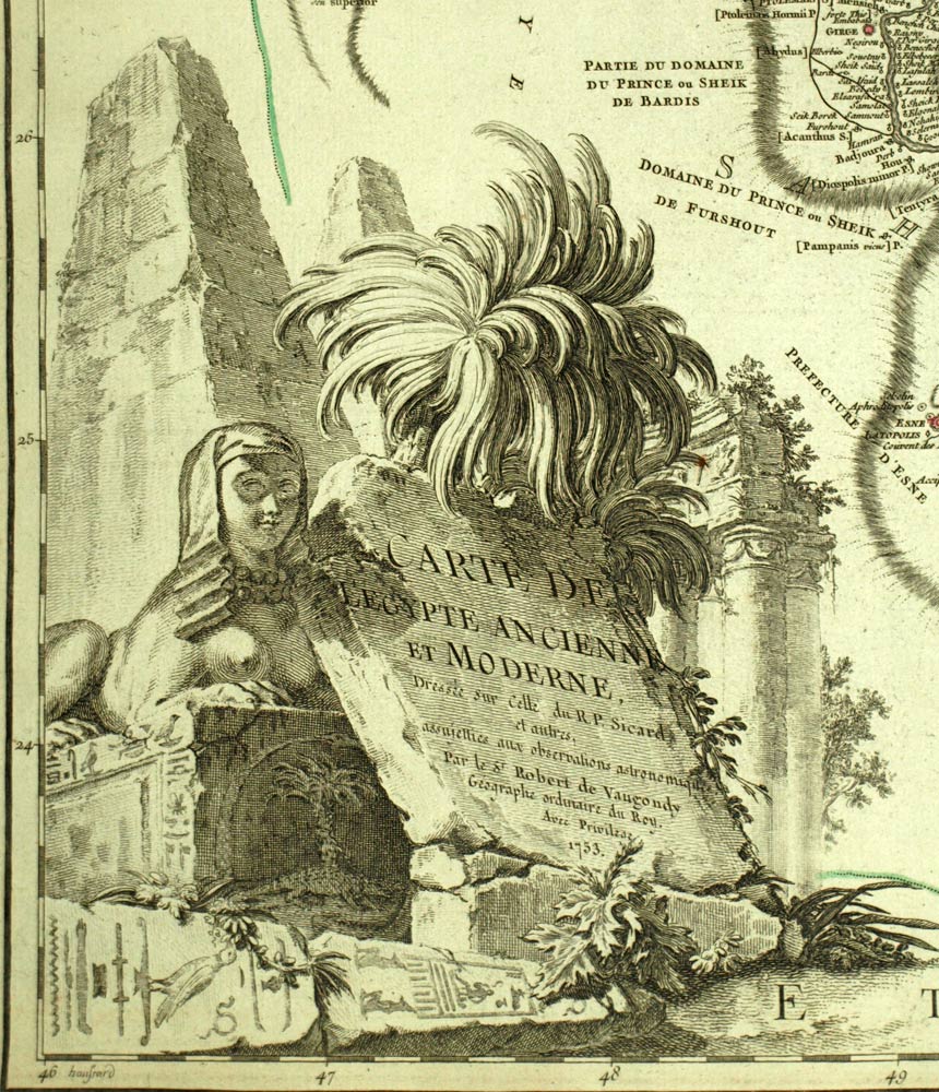 L'ÉGYPTE ET COUR DU NIL carte géographique ancienne gravure 1753 old antic map L'ÉGYPTE ET COUR DU NIL carte géographique ancienne gravure 1753 old antic map