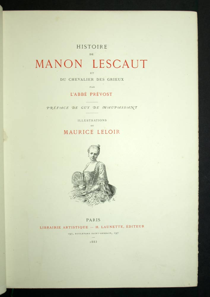 HISTOIRE DE MANON LESCAUT par l'Abbé Prévost 1885, reliure luxe maroquin HISTOIRE DE MANON LESCAUT par l'Abbé Prévost 1885, reliure luxe maroquin