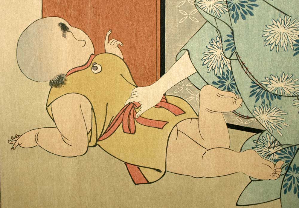 Estampe japonaise MÈRE ET ENFANT JOUANT DEVANT UN MIROIR par Kitagawa Utamaro Estampe japonaise MÈRE ET ENFANT JOUANT DEVANT UN MIROIR par Kitagawa Utamaro